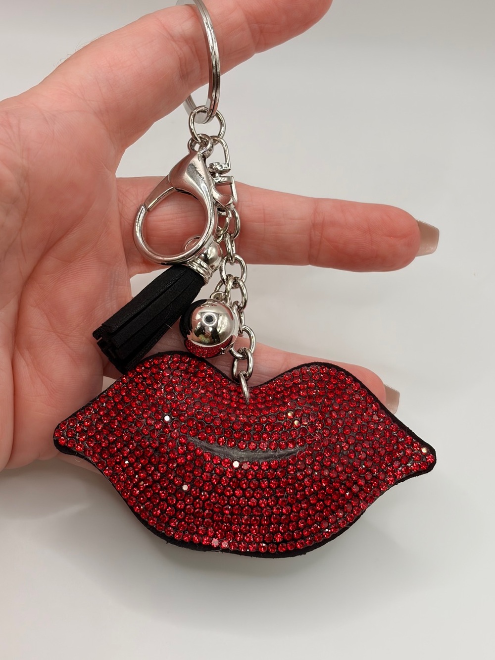 Red Crystal Lip Keychain Charm